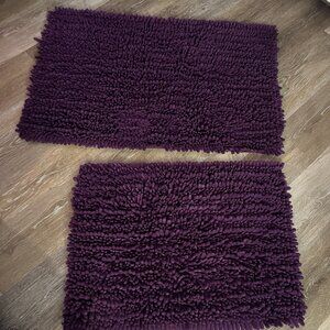 Chenille Plum Bathroom 2 Piece Rug Set